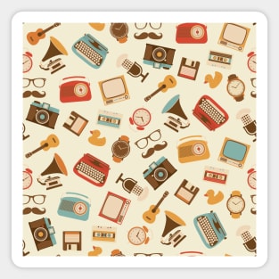 Retro gadgets pattern Magnet